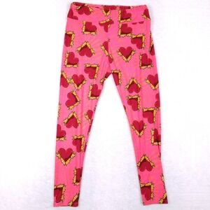 LuLaRoe Leggings Tall & Curvy Pink Heart Print‎ Valentine's Day Festive Wear